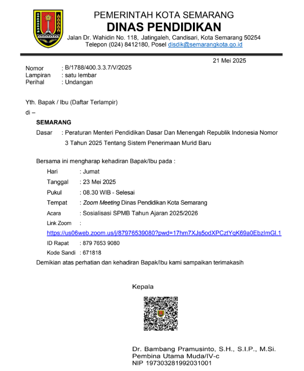 Undangan Sosialisasi SPMB Tahun 2025